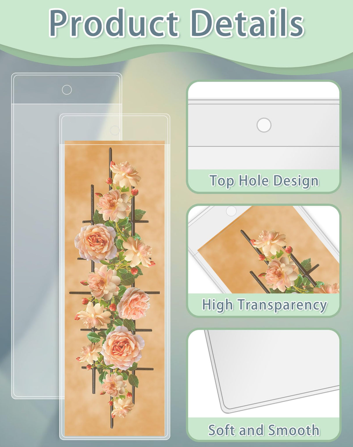 DSYIL 120 Pack Bookmark Sleeves, Clear Bookmark Holders, Plastic Blank Bookmark Cover for School, Office and Party Favors, 6.3 x 2.36 Inches DSYIL