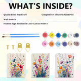 3 Pack Wildflowers Paint by Numbers Kit for Adults with Wooden Frame, Acrylic Paint by Numbers for Adults Beginners, Flowers Painting by Numbers Kits for Adult Gift Home Wall Decor 8x12inch Aestalrcus