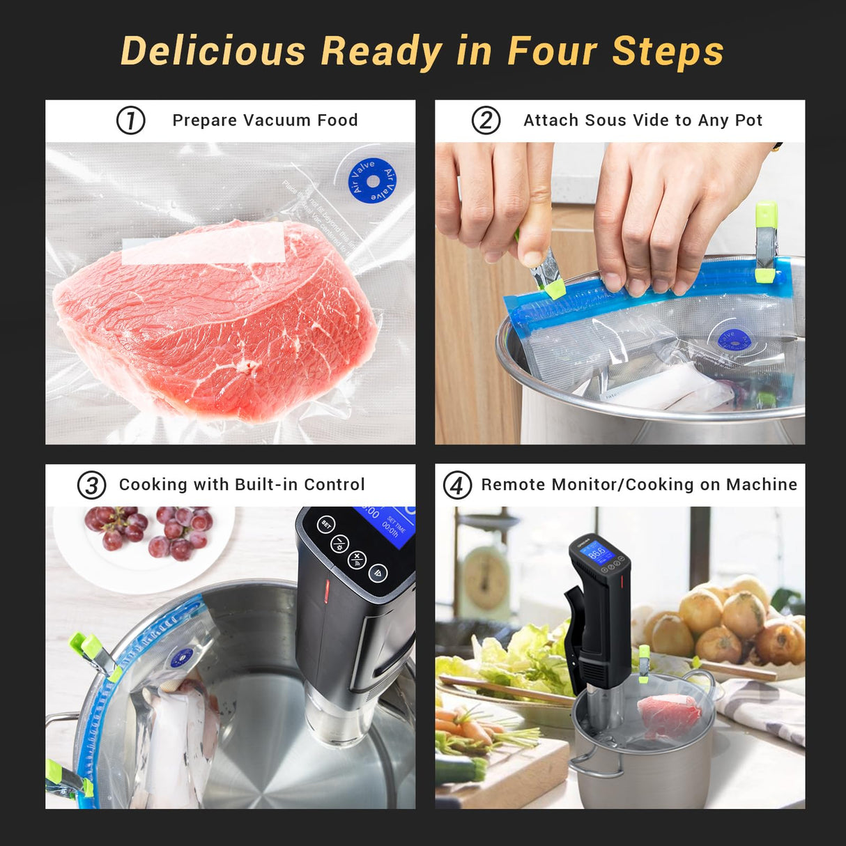 Inkbird WIFI Sous Vide Machine ISV-100W, 1000 Watts Sous-Vide Cooker Immersion Circulator with 14 Preset Recipes on APP & Calibration Function, Thermal Immersion, Fast-Heating with Timer |Best Gift Inkbird