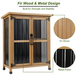 Ketive Outdoor Storage Cabinet, Wood & Metal Small Storage Shed with Weather-Resistant Asphalt Roof, Double Lockable Doors & Removable Shelves for Porch, Patio, Garden, Backyard, 32" x 13" x 40" ketive