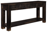Signature Design by Ashley Gavelston Rustic Sofa Table with 4 Drawers and Lower Shelf, Weathered Black Signature Design by Ashley