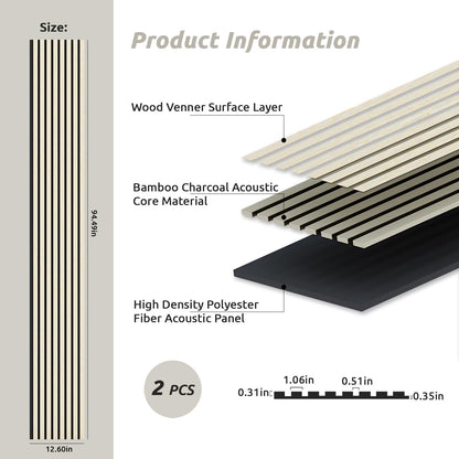 Wood Panels for Wall, 3D Soundproof Slat Wall Paneling, 2 Pack 94.5" x 12.6" Wall Panels for Interior Wall Décor, Living Room, Bedroom (Oak) - WoodArtSupply