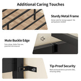 HAUOMS Bunk Bed with Desk, Twin Over Twin Metal Bunk Beds with Power Outlets, RGB LED Lights, 2 Larger Storage Drawers, Bed with Safety Guardrail & Ladders, No Box Spring Needed, Rustic Brown HAUOMS