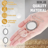 110 Pieces Wedding Bouquet Photo Charms Memory Charms Oval Frame Memorial Picture Charm DIY Pin Brooch with 1.18 x 1.57 Inch Oval Glass Cabochon Pendants Bulk for Wedding Party Bridal Shower Hicarer