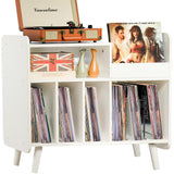 UODERS Record Player Stand, Large Record Player Table Cabinet with Open Vinyl Storage and Display Shelf Holds up to 350 Albums, Mid Century Wood Turntable for Living Room, Bedroom (White) UODERS