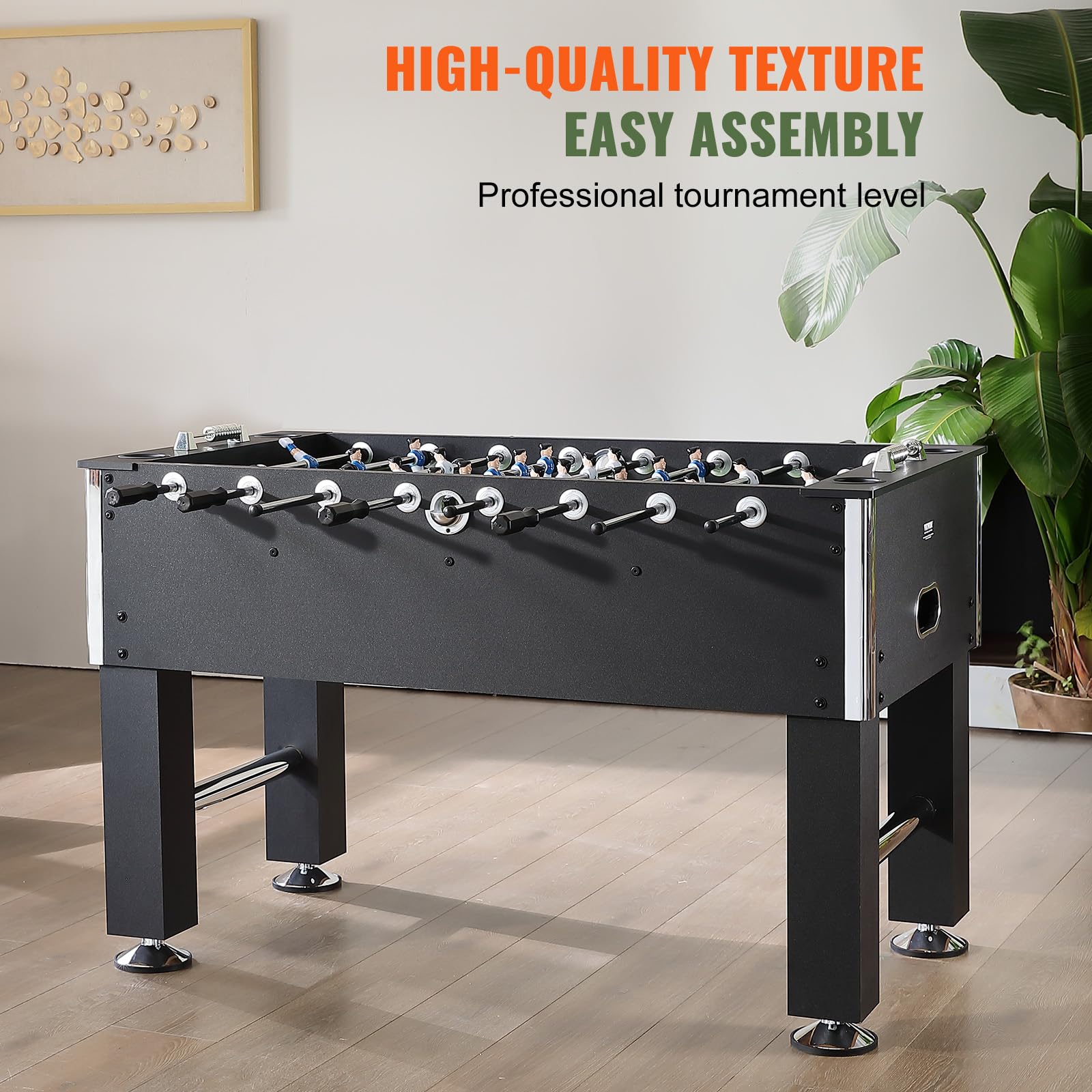 VEVOR Foosball Table, 55 inch Standard Size Foosball Table, Indoor Full Size Foosball Table for Home, Family, and Game Room, Soccer with Foosball Table Set, Includes 4 Balls and 4 Cup Holders - WoodArtSupply