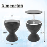 SHAREWIN Outdoor Cooler Table, Height-Adjustable Patio Bar Tables 8 Gallon Beer and Wine Cooler, 3-in-1 Rattan Style Ice Bar with Drainage Plug for Pool Party (Black) SHAREWIN