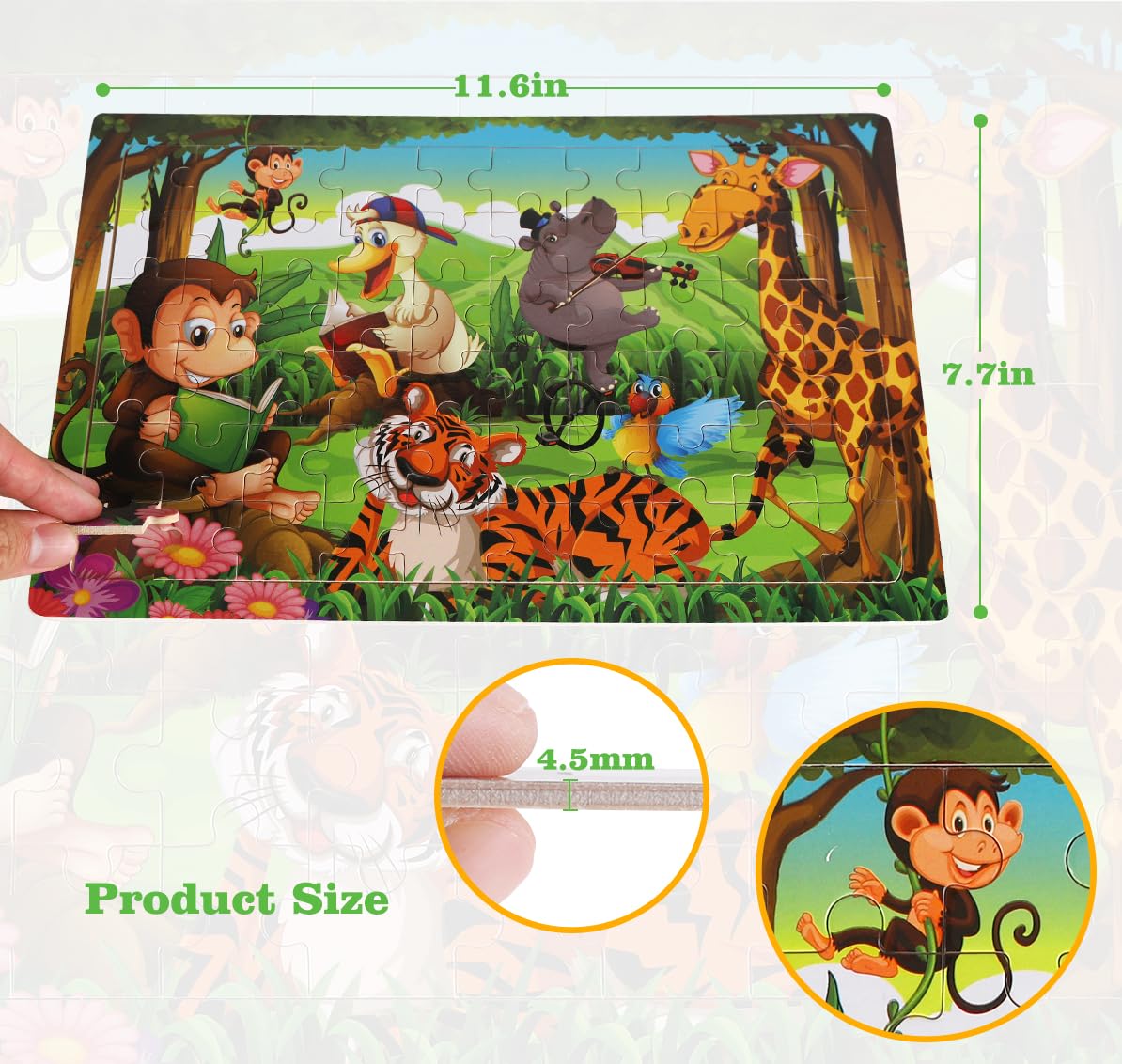 Wooden Puzzles Toys for Kids Ages 4-6, Set of 3 Packs with 60-Piece Wood Jigsaw Puzzles, Dinosaur, Animal and Space Theme. Ideal Gifts for Boys and Girls 3 4 5 6 7 8 Years Old Slotic