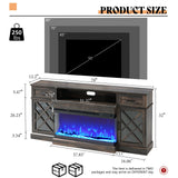 AMERLIFE Farmhouse LED Fireplace TV Stand with 3-Sided Glass Fireplace, 70" Large Entertainment Center for TVs up to 80", Rustic TV Console with Glass Door Storage for Living Room, Dark Oak Wood AMERLIFE