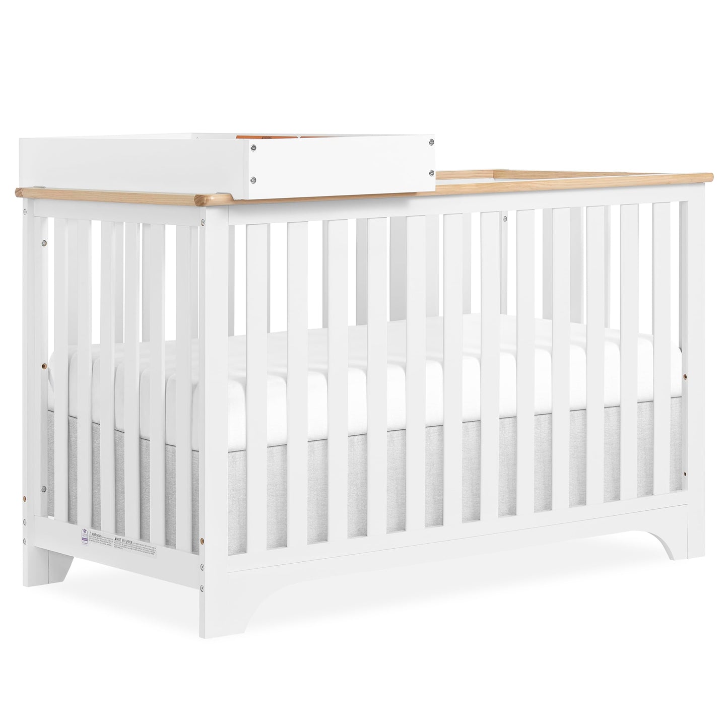 Dream On Me Orion 5-in-1 Convertible Crib with Removable Changing Tray in Vintage White Oak, JPMA & Greenguard Gold Certified, Made of Sustainable New Zealand Pinewood - WoodArtSupply