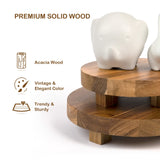 Mavurve Wood Riser 2Pcs 7-9 Inch Wood Pedestal Stand Round,Wood Risers for Decor Farmhouse,Natural Acacia Wood Stand for Display Wooden Risers for Kitchen/Bathroom Counter/Plant Stand Mavurve