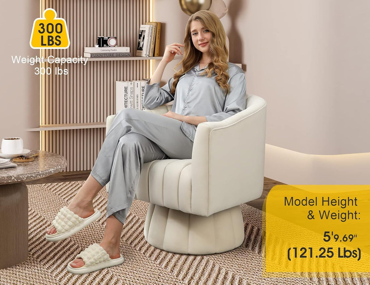 Dewhut Swivel Accent Chair Set of 2,Mid Century 360° Swivel Barrel Chair,Fluffy Velvet Fabric Chairs,Round Club Arm Chair,Upholstered Single Sofa Seating for Home,Living Room, Bedroom,Waiting Room Dewhut