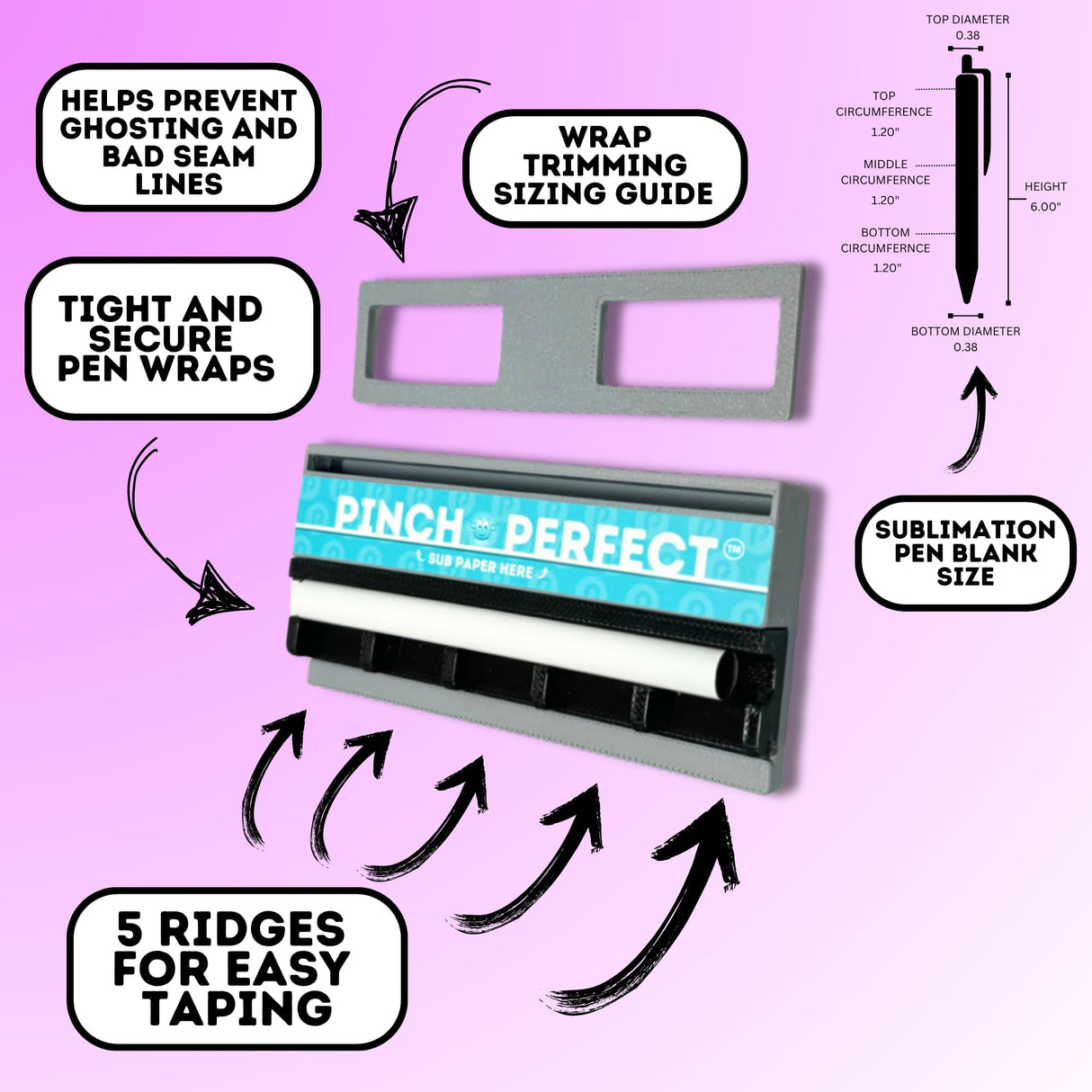 Sublimation Pen Pinch Perfect, Pen Sublimation Tool, Pen Clamp for Sublimation Blank Pens Pinch Perfect