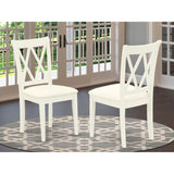 East West Furniture CLC-LWH-C Clarksville Kitchen Dining Chairs - Linen Fabric Upholstered Wood Chairs, Set of 2, Linen White East West Furniture
