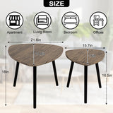 Small Nesting Coffee Table Set of 2 Modern Minimalist Wooden Side Table with Wood Frame for Couch Bedroom Apartment, Light Brown FEUFOAM