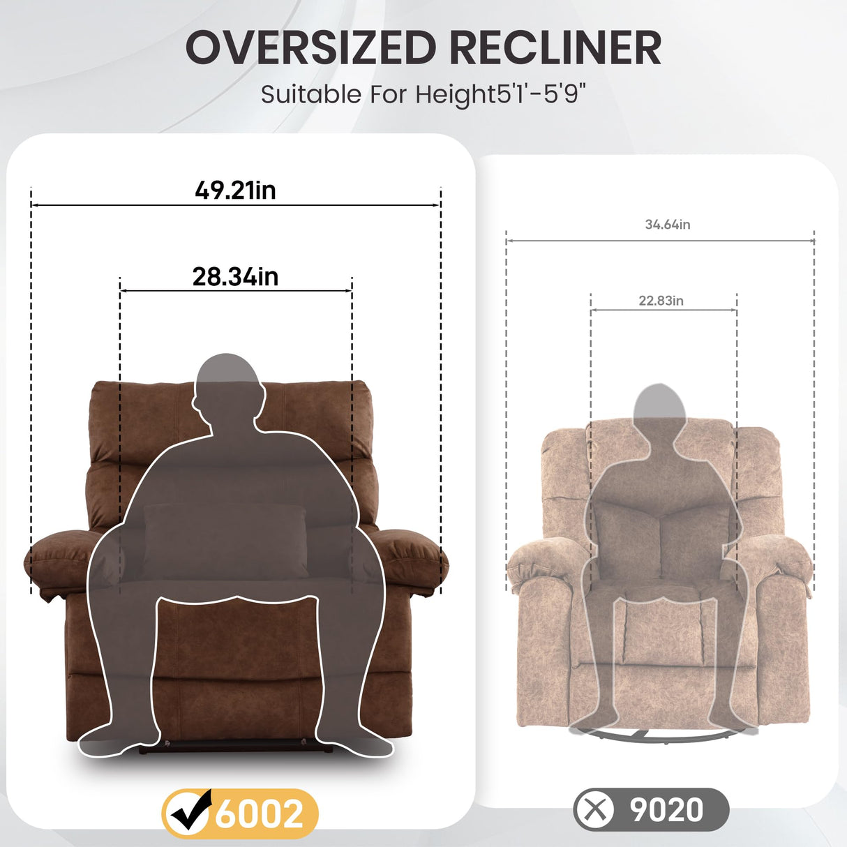 YI DANICA Extra Wide Oversized Recliner Chair – Zero Gravity Recliner Chair 350lbs Capacity with Liftable Footrest, Lumbar Pillow | Tool-Free Assembly for Living Room (Brown, Manual) YI DANICA