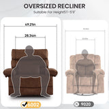 YI DANICA Extra Wide Oversized Recliner Chair – Zero Gravity Recliner Chair 350lbs Capacity with Liftable Footrest, Lumbar Pillow | Tool-Free Assembly for Living Room (Brown, Manual) YI DANICA