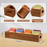 Chicvilla Acacia Wood Tea Bag Organizer with 4 Slots – Tea Bag Holder and Tea Organizer, Sugar Packet Storage for Countertops Chicvilla