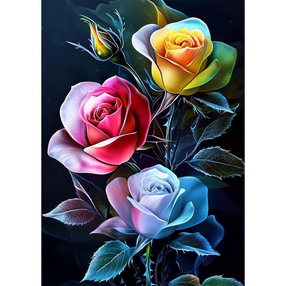 CEOVR Rose Diamond Art Kits for Adults, Flower 5D DIY Full Drill Diamond Painting Dots Gem Art, Adult Crafts Kits Arts and Crafts, Wall Decor for Home Office 12x16in CEOVR