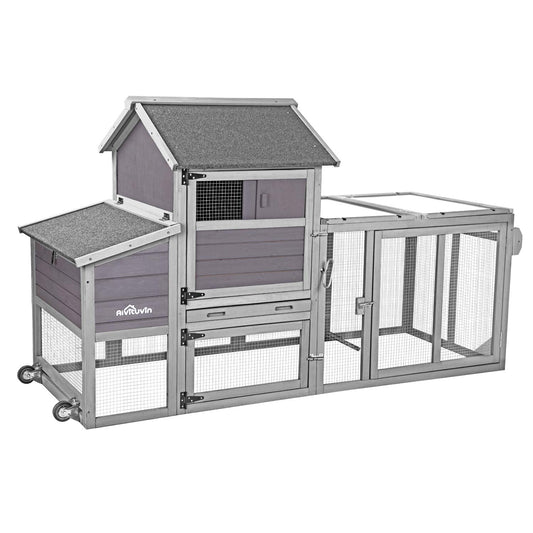 Aivituvin Chicken Coop Expandable Chicken House with Wheel Large Hen House Movable Poultry Cage, Easy Combination with Second Coop