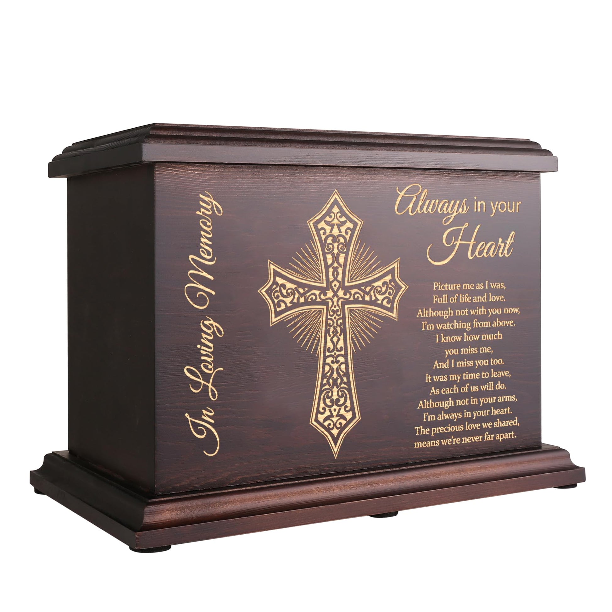 Cremation Memorial Urns for Human Ashes Adult Male Female, Wooden Urns Box and Casket for Ashes Men Women Child, Large Burial Funeral Urns for Ashes, Holds Up to 270 LBS - WoodArtSupply