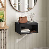 MAHANCRIS Floating Nightstand Set of 2, Wall Mounted Nightstand, Modern Floating Bedside Shelf with Open Shelf Cubby, Floating Side Tables Bedroom, Living Room, Black ETBK4901S2 MAHANCRIS