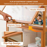 Curio Display Cabinet, 4-Tier Tall Bookcase with Acrylic Flip Door, Collectibles Toy Organizers Rack & Display Shelf, Bookshelf and Bookcase for Playroom, Bedroom, Office,Wooden,140×80cm/55×32in Generic