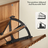 BVXBVX 31.5''W Walnut Shoe Storage Cabinet for Entryway with 2 Flip Drawers, Fluted Slim Shoe Cabinet, Free Standing Wooden Shoes Organizer for Foyer, Hallway BVXBVX