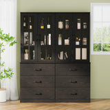 VOWNER TV Stand for TVs up to 75", 4-Piece TV Hutch with Cabinets, Entertainment Center with Bookshelves, Modular TV Console for Living Room, 2C+2H (Black, 111.12" W) VOWNER