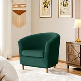 Deisy Dee 2 Piece Velvet Club Chair Slipcover Tub Chair Slipcovers Stretch Barrel Chair Covers Accent Chair Cover Removable Couch Furniture Protector Arm Chair Cover for Living Room (Kelly) Deisy Dee