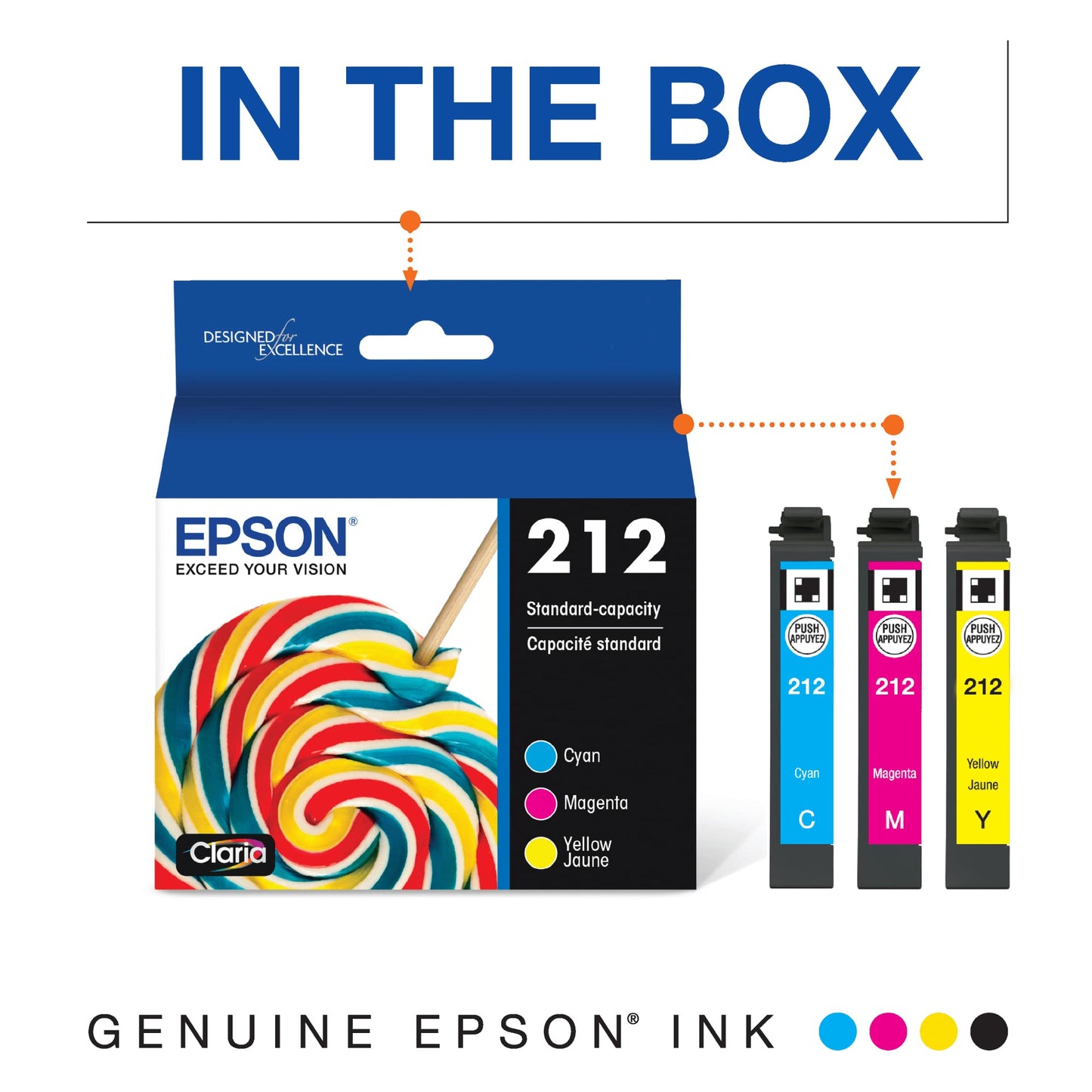 EPSON 212 Claria Ink Standard Capacity Color Combo Pack (T212520-S) Works with WorkForce WF-2830, WF-2850, Expression XP-4100, XP-4105