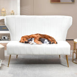 WQSLHX 50’’ Velvet Modern Armless Loveseat for Living Room Bedroom, Upholstered Small Wingback Couch Sofa with Gold Metal Legs & 2 Seater WQSLHX