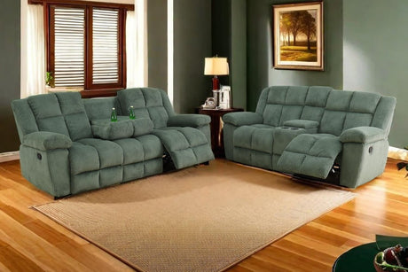 A Ainehome Manual Recliner Sofa Set, Corduroy Recliner Chair, Modern Loveseat Sofa, Modern Reclining Sofa Couch and Recliner Couches for Living Room/Office(Sofa+Loveseat, Green) A Ainehome