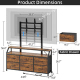 GYIIYUO LED TV Stand with Mount and Power Outlet & 6 Fabric Drawers for 32-75 Inches TV - Entertainment Center and Industrial TV Dresser Console Table for Living Room, Bedroom- 47" Rustic Brown GYIIYUO