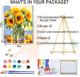 uuxsretaio 2 Pack Flower Paint by Numbers for Adults. Hydrangea and Sunflower Paint by Number on Canvas with Frame, DIY Flowers in a vase Oil Painting for Present Home Wall Decor 8X12 Inch uuxsretaio
