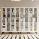 TUSY 70.9“ H Display Cabinet with Glass Doors, 5-Tier Curio Cabinet, Narrow Display Bookcase for Home, Office, Clinic, Pantry (White) TUSY