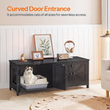 HOOBRO Cat Litter Box Enclosure for 2 Cats, Hidden Litter Box Furniture, 47.2 x 17.7 x 19.7 Inches, Wooden TV Stand with Dual Room, Large Cat House for 2 Cats, Black BK32MW01G1 HOOBRO