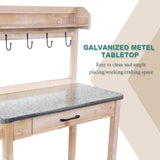 HOLTICO Outdoor Potting Bench Table with Metal Tabletop, Planting Table Potting Work Station with Storage Drawer and Removable Shelf Rack, Garden Potting Table for Outdoors HOLTICO