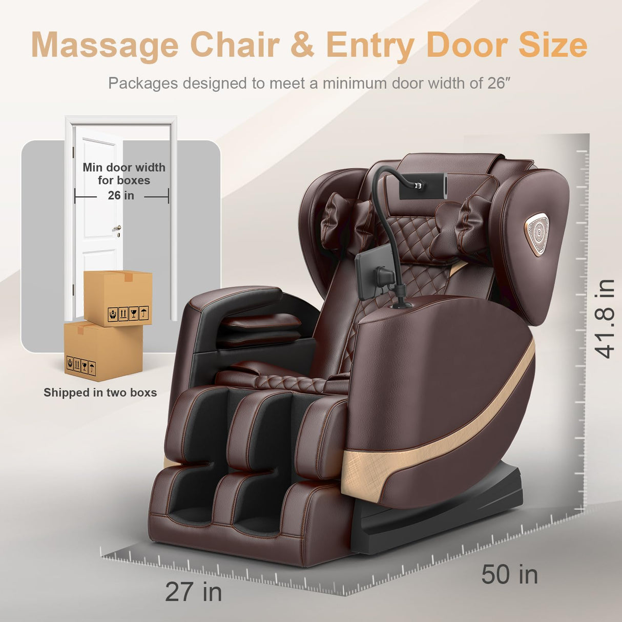 FURNIMAT 2025 Massage Chair Full Body, Zero Gravity Massage Chair with 10 Fix Rollers, Heating, Foot Massage, Auto Modes, Bluetooth Speaker, Touch Screen Controller (Brown Premium) FURNIMAT