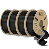 SUNLU PLA Filament 1.75mm, 3D Printer Filament 1.75mm ±0.02mm, Fit Most FDM 3D Printer, 1KG Cardboard Spool,4 Pack, 4KG in Total. (Black PLA) SUNLU