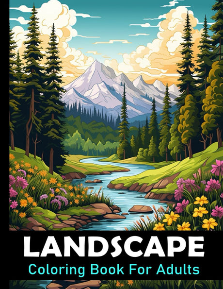 Landscape Coloring Book For Adults: Large print nature colouring book for relaxation and mindfulness / 50 Stress relieving designs to color for men and women WoodArtSupply