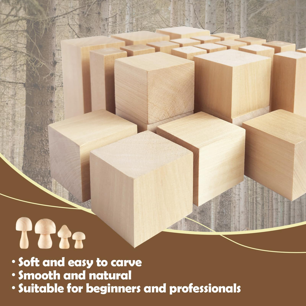Basswood Carving Blocks,25 Pcs Whittling Wood Basswood Blocks with 3 Sizes,Bass Wood for Wood Carving,Wooden Blocks for Crafts for Beginners Kids and Adults Guuozzli