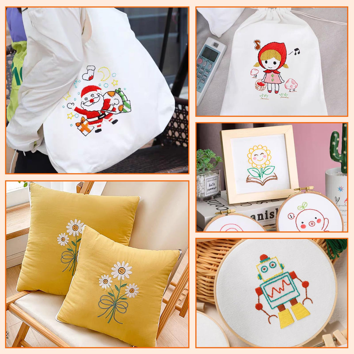 16 PCS Embroidery Fabric, Pre-Cut White Natural Cotton Embroidery Cloth Fabric, 4 Different Sizes 5.9 to 11.8inch, Embroidery Cloth Squares for Embroidery Garment Craft Nitelemn
