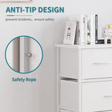 LUMTOK 10-Drawer Dresser, Fabric Storage Dressers Drawers for Bedroom, Hallway, Nursery, Closets, Steel Frame, Wood Top, Easy Pull Handle (White) LUMTOK