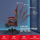 Gaming Chair, Backrest and Seat Height Adjustable Swivel Recliner Racing Office Computer Ergonomic Video Game Chair with Footrest and Lumbar Support, Red/Black YSSOA