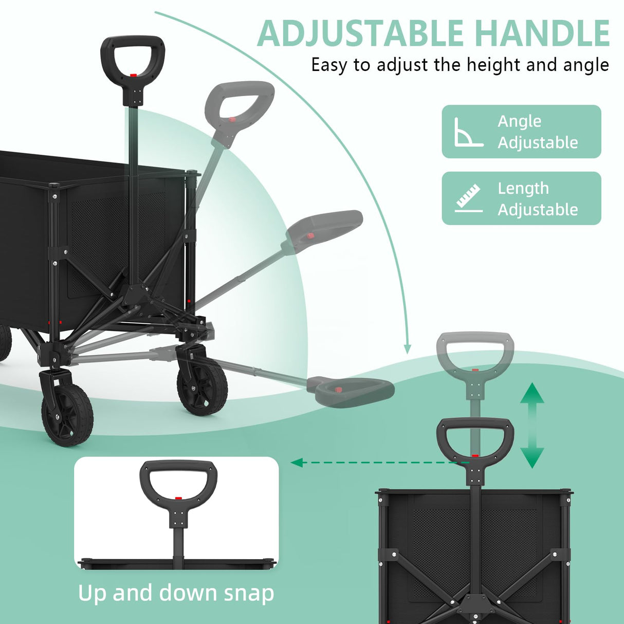 Collapsible Wagon Cart Foldable with 250lbs Weight Capacity, 120L Utility Grocery Shopping Cart with Wheels, Lightweight Portable Folding Wagon for Garden Sports Beach and Camping, Black LUBBYGIM