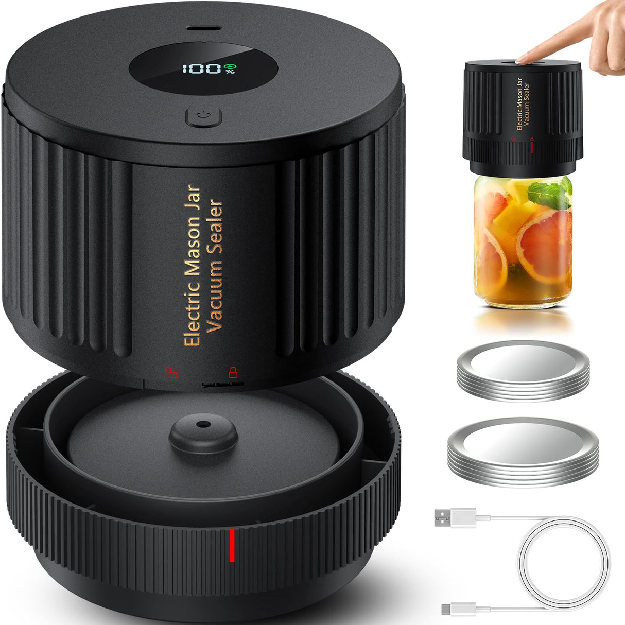 LOVE MOMENT Electric Mason Jar Vacuum Sealer Kit for Wide Mouth and Regular Mouth Mason Jars LOVE MOMENT