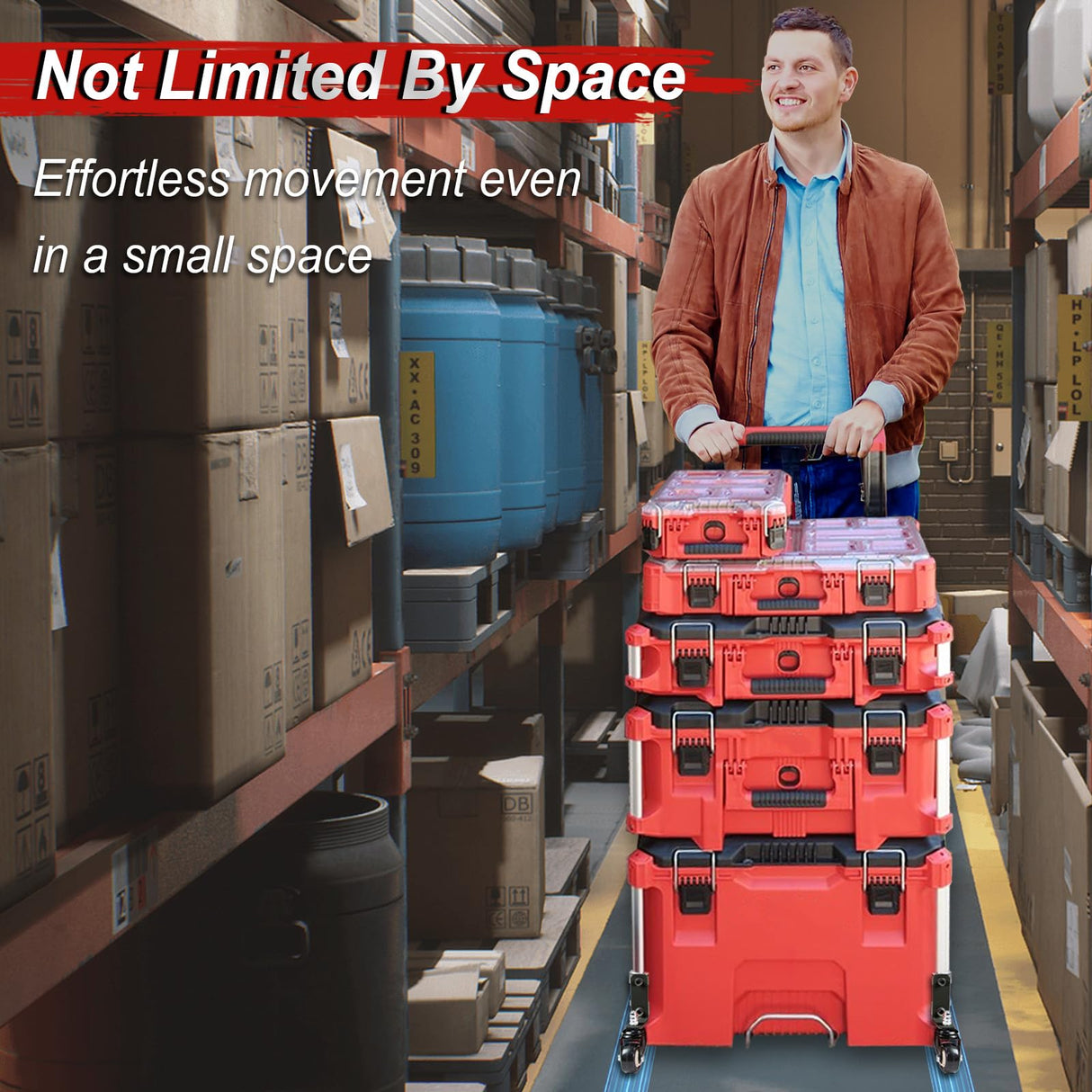 Upgraded 360° Dual Front Wheels, Packout Wheels Compatible with Mil.waukee Packout Rolling Toolboxes, Packout Toolbox Accessories, 200 Lbs Capacity DNShorix