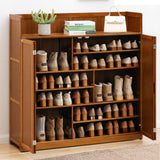 Shoe Cabinet, Bamboo Shoe Storage Cabinet with Doors, 7 Tier Freestanding Shoes Heels Sneakers Shoe Rack Shelf for 36-40 Pairs, Entryway Shoe Cabinet with Drawers for Hallway Office Living Room sasygfi