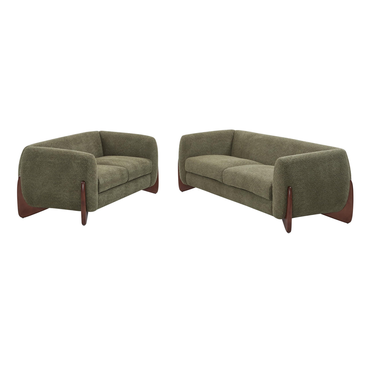 Christopher Knight Home Almad 2 Pieces Sofa Couch Set, Cozy 3-Seater Sofa and Loveseat for Living Room, Upholstered Couch Chair, Soft Seating Lounge Sofa with Wood Frame, Boucle Fabric, Olive Green Christopher Knight Home